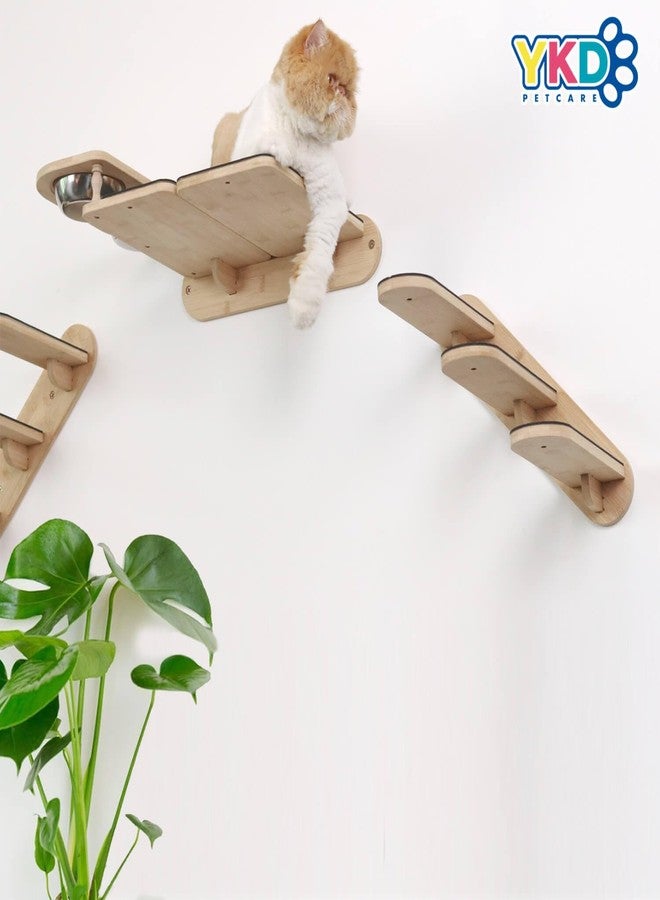 YKD Cat Climbing Shelf Wall Mounted, Natural Bamboo 3 Step Cat Stairway with Non-Woven Mat, Reversible Direction Cat Wall Stairs Ladder for Cats Perch Platform, Cat Wall Furniture - Image 5