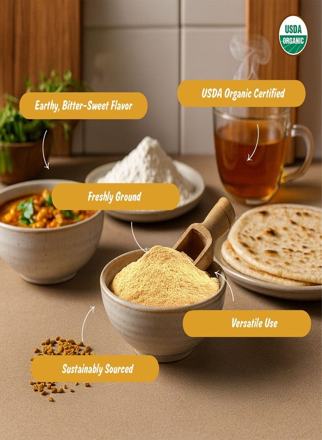 Spice Profile USDA Organic Fenugreek Powder, Lab Tested, Resealable 8 oz Pouch, Methi Ground, Polvo de Fenogreco - Image 3