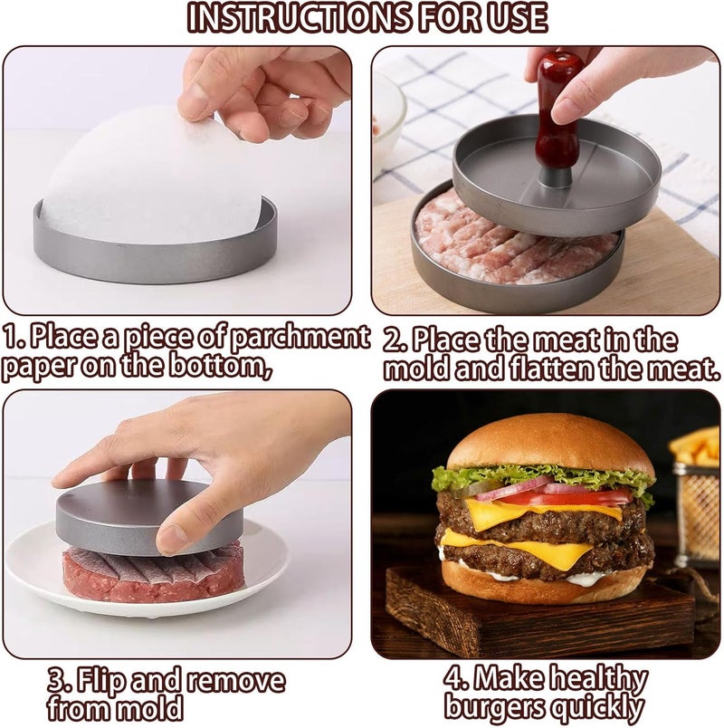 ALKAYAN Hamburger Press, Smash Burger Press, Aluminium Burger Patty Press, Patty Make... - Image 4