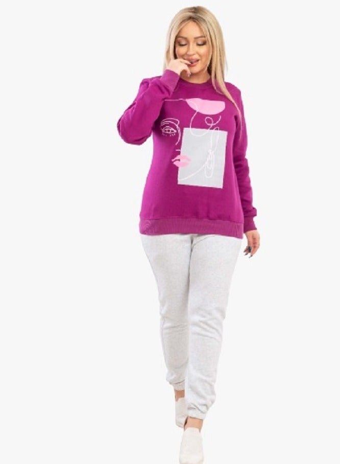 lecoo Women's winter cotton pajama - casual - training suit for outing, clubs and home – Foshia color - Image 2