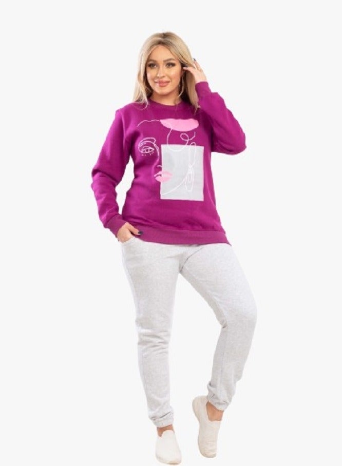 lecoo Women's winter cotton pajama - casual - training suit for outing, clubs and home – Foshia color - Image 1