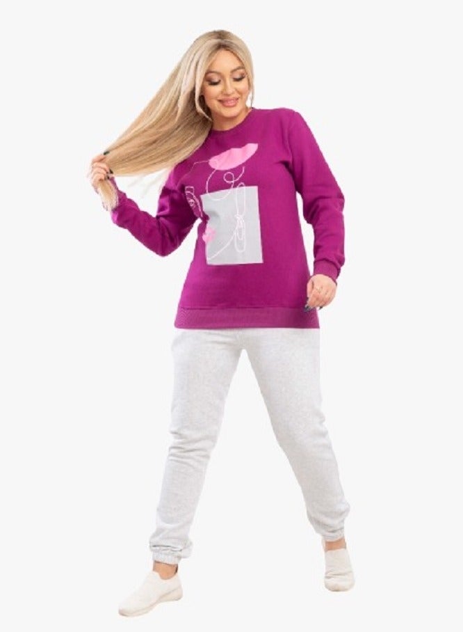 lecoo Women's winter cotton pajama - casual - training suit for outing, clubs and home – Foshia color - Image 5