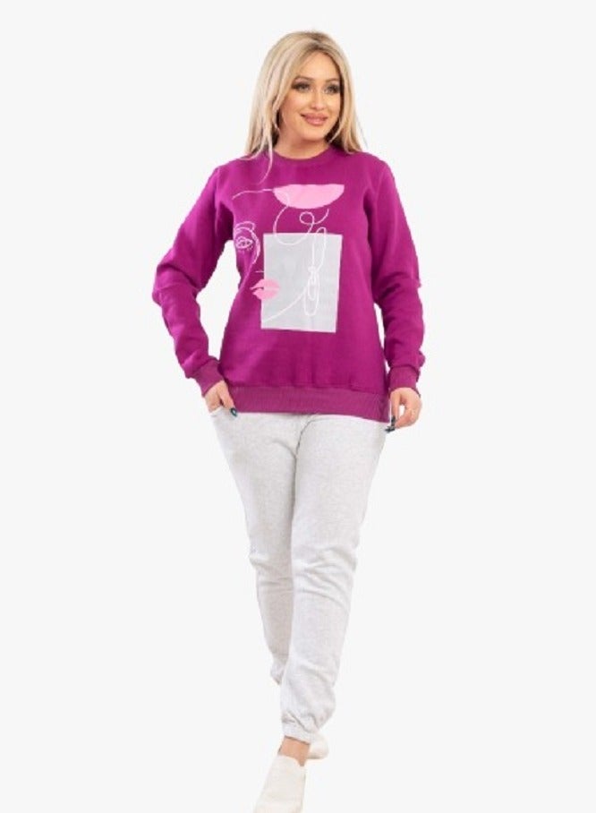 lecoo Women's winter cotton pajama - casual - training suit for outing, clubs and home – Foshia color - Image 4