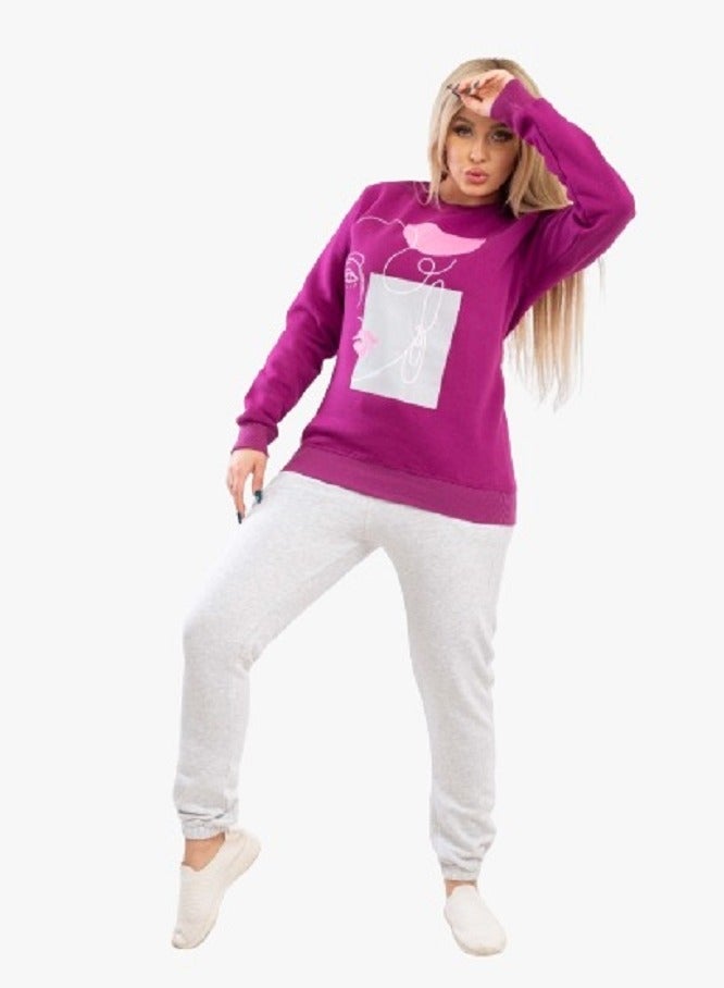 lecoo Women's winter cotton pajama - casual - training suit for outing, clubs and home – Foshia color - Image 3