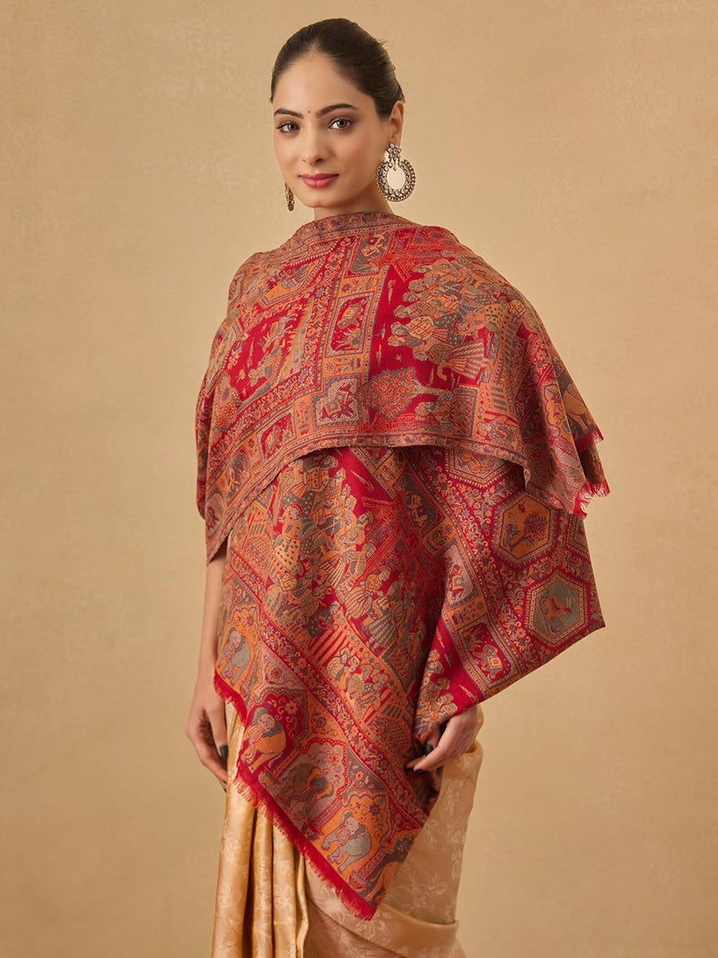 Pashmoda Women Darbari Kaani Wool Blend Kashmiri Shawl (Size: 40x80in, 101x203cm) RSS41 - Image 2