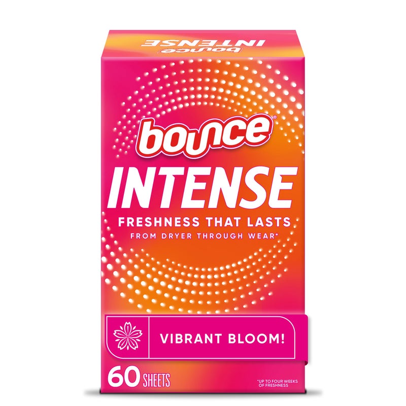 Bounce Intense Dryer Sheets, Vibrant Bloom, 60 Count, Scent Boosting Dryer Sheet - Image 1