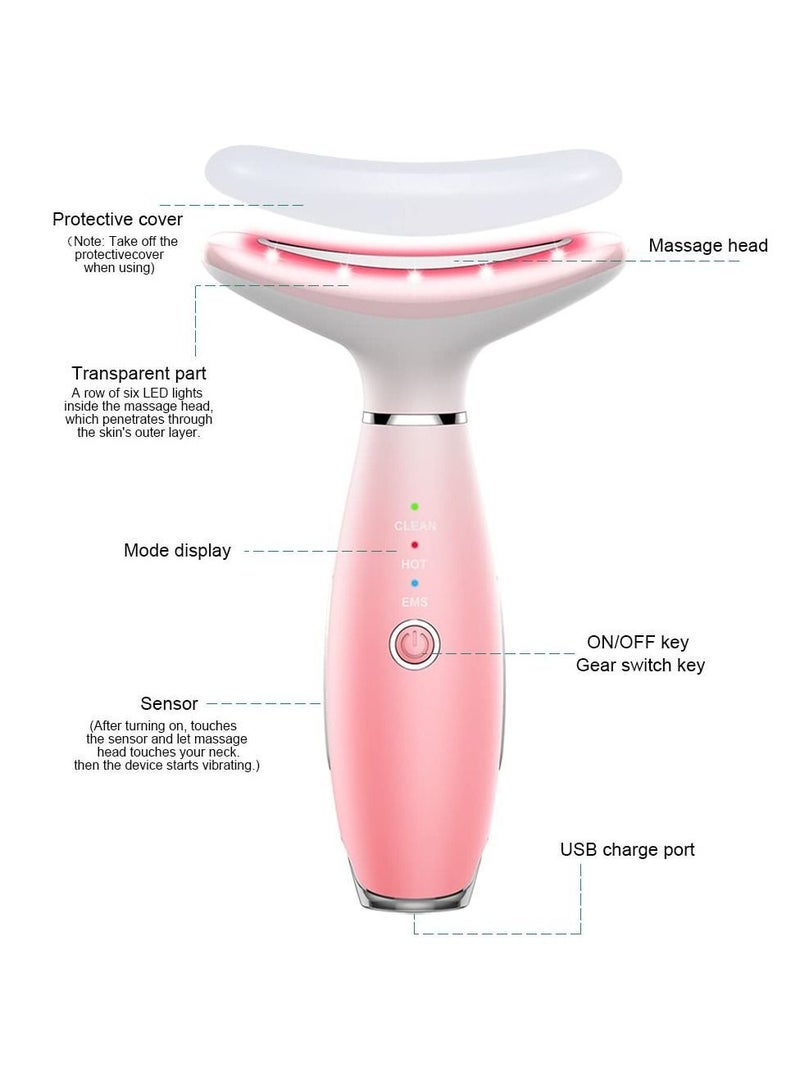 NIBEMINENT Beauty Massager for Face and Neck, Vibrating Facial with Heat , Vibration Led. Electric Skin Improve, Smooth, Firm, a Radiant Appearance (Pink) - Image 4