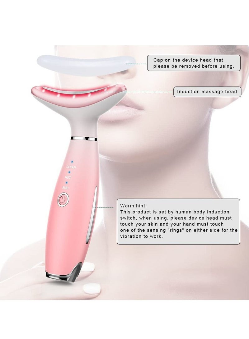 NIBEMINENT Beauty Massager for Face and Neck, Vibrating Facial with Heat , Vibration Led. Electric Skin Improve, Smooth, Firm, a Radiant Appearance (Pink) - Image 2