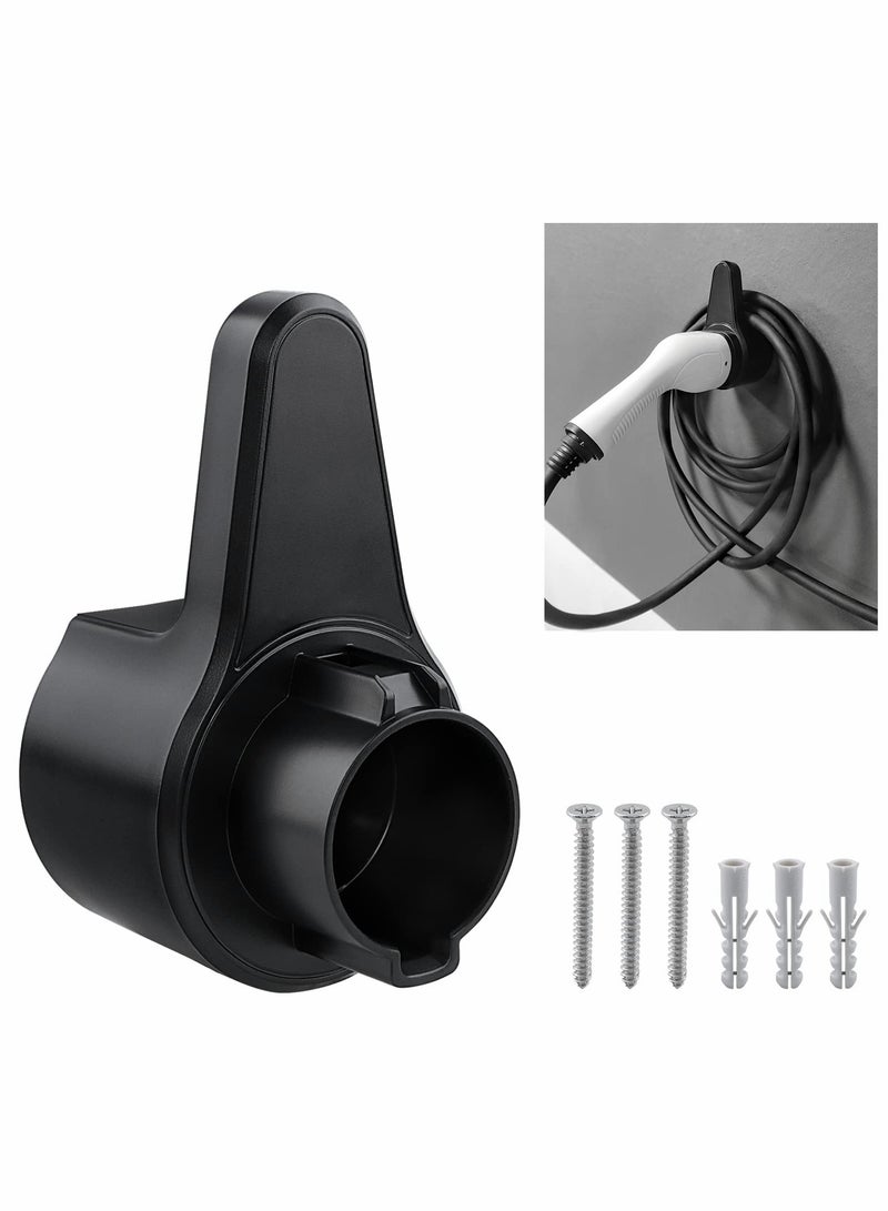Excefore EV Charger Holder, ABS Waterproof Wall-Mount Electric Vehicle Charging Nozzle Plug Holster & Cable Hook with Screws for All SAE J1772 Electric Cars Connector - Image 1