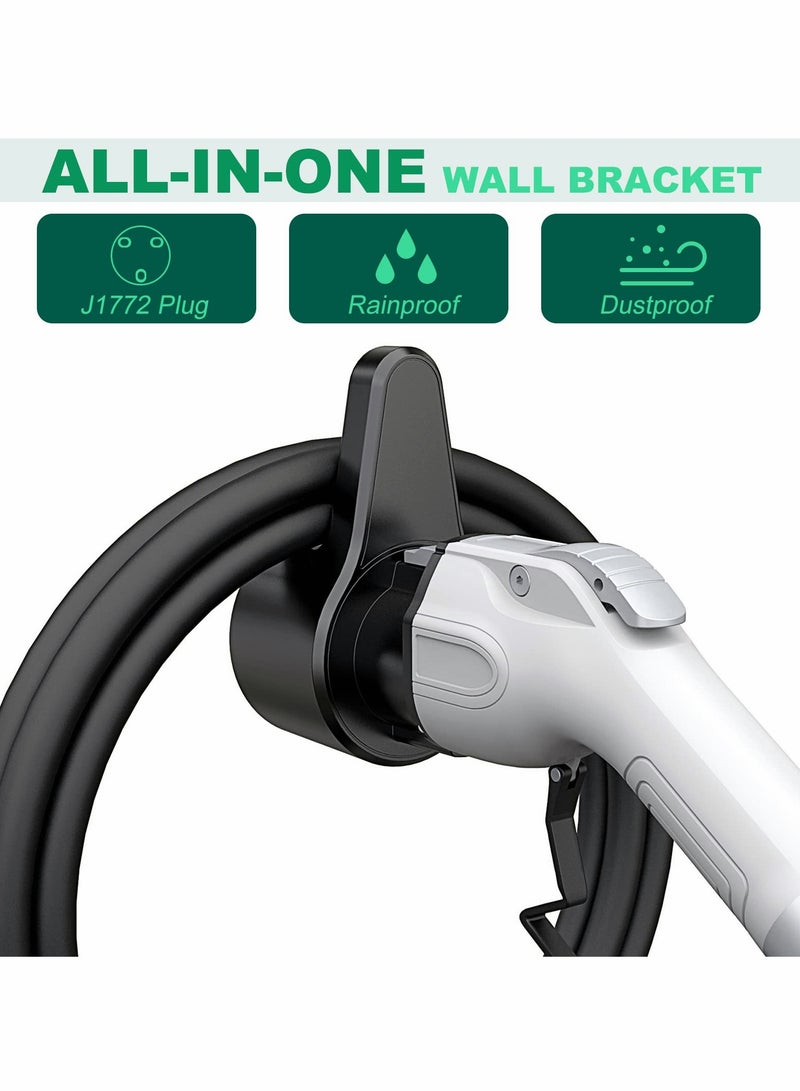 Excefore EV Charger Holder, ABS Waterproof Wall-Mount Electric Vehicle Charging Nozzle Plug Holster & Cable Hook with Screws for All SAE J1772 Electric Cars Connector - Image 3