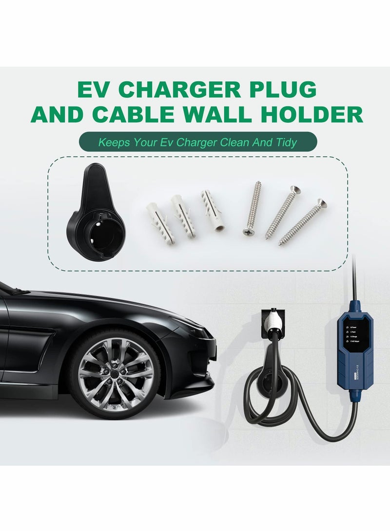 Excefore EV Charger Holder, ABS Waterproof Wall-Mount Electric Vehicle Charging Nozzle Plug Holster & Cable Hook with Screws for All SAE J1772 Electric Cars Connector - Image 4