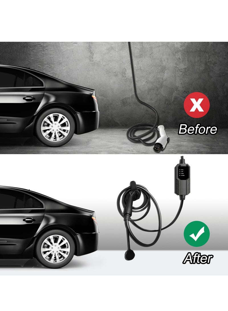 Excefore EV Charger Holder, ABS Waterproof Wall-Mount Electric Vehicle Charging Nozzle Plug Holster & Cable Hook with Screws for All SAE J1772 Electric Cars Connector - Image 5