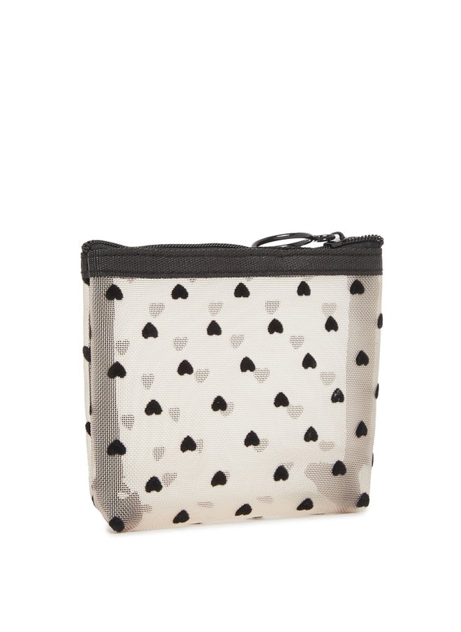 Styli Love Print Mesh Cosmetic Bag with Zip Closure  - Image 1