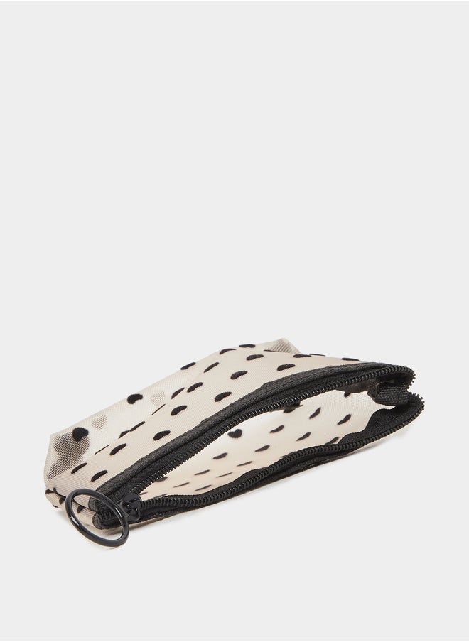 Styli Love Print Mesh Cosmetic Bag with Zip Closure  - Image 4