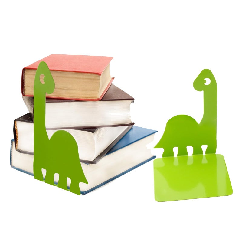Artkingdome Dinosaur Bookends  Room Ends Books  Holder Racks Stand  Desk School Liberary Book End  Toddler Bookends Decorative 1Pair Green - Image 2