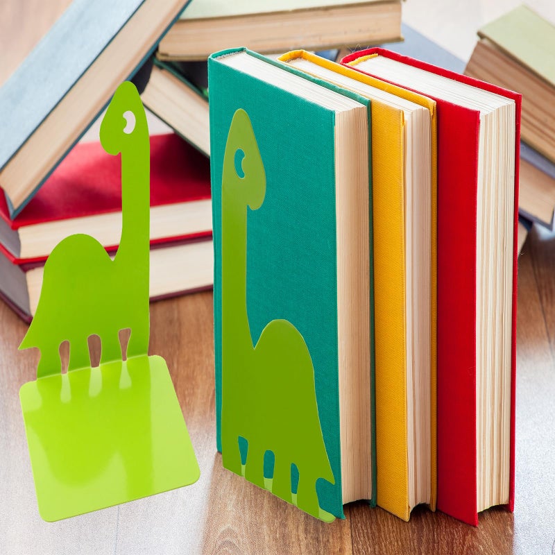 Artkingdome Dinosaur Bookends  Room Ends Books  Holder Racks Stand  Desk School Liberary Book End  Toddler Bookends Decorative 1Pair Green - Image 4