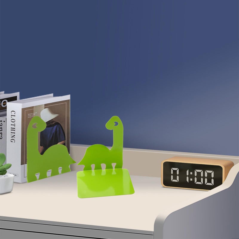 Artkingdome Dinosaur Bookends  Room Ends Books  Holder Racks Stand  Desk School Liberary Book End  Toddler Bookends Decorative 1Pair Green - Image 3