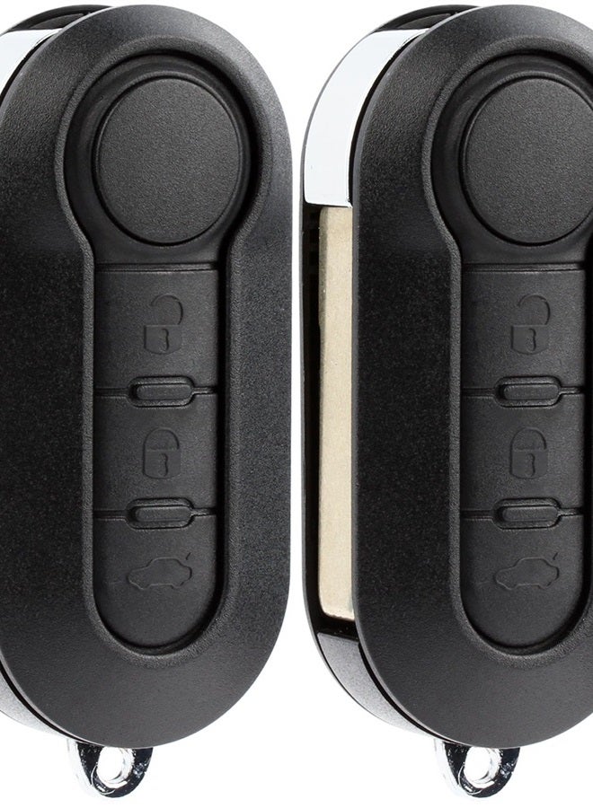 KeylessOption Keyless Entry Remote Car Uncut Flip Key Fob for 2012-2015 Fiat 500, 500L LTQF12AM433TX (Pack of 2) - Image 1