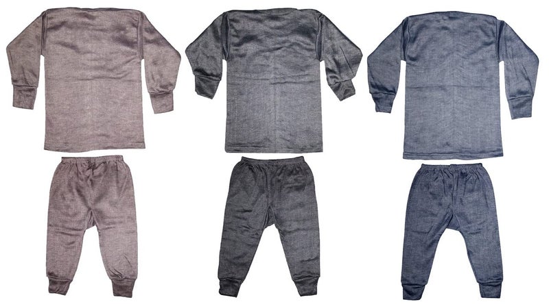 PURSUE FASHION Unisex Kids Winter Wear Fleece Thermal Innerwear Top & Full Pant Woolen Warmer Combo Set for Girls Boys, Kids Unisex Body Warmer Thermal (Set of 3) (Design 4) - Image 3