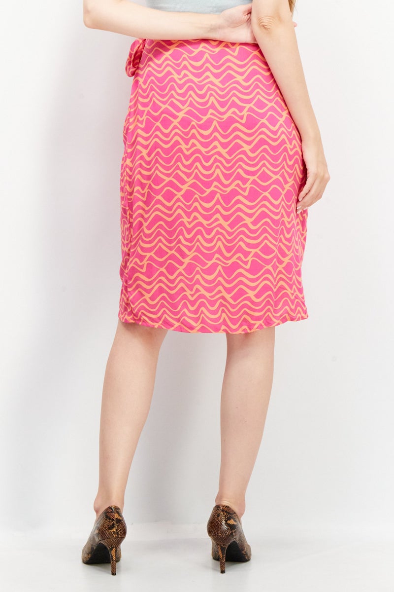 Sinsay Women Allover Printed Wrap Skirt, Pink/Orange - Image 3