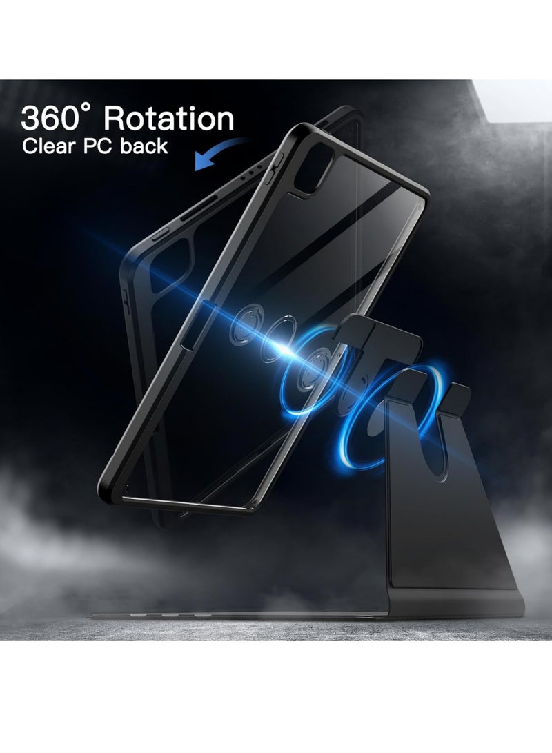 DUSALA Rotating Cover Case for iPad Pro 11 inch M4 (2024) A2836,A2837,A3006 with Pencil Holder, 360 Degree Rotation Protective Stand Cover Clear Back, Auto Wake/Sleep For 2024 Pro 11 inch M4 case - Image 3