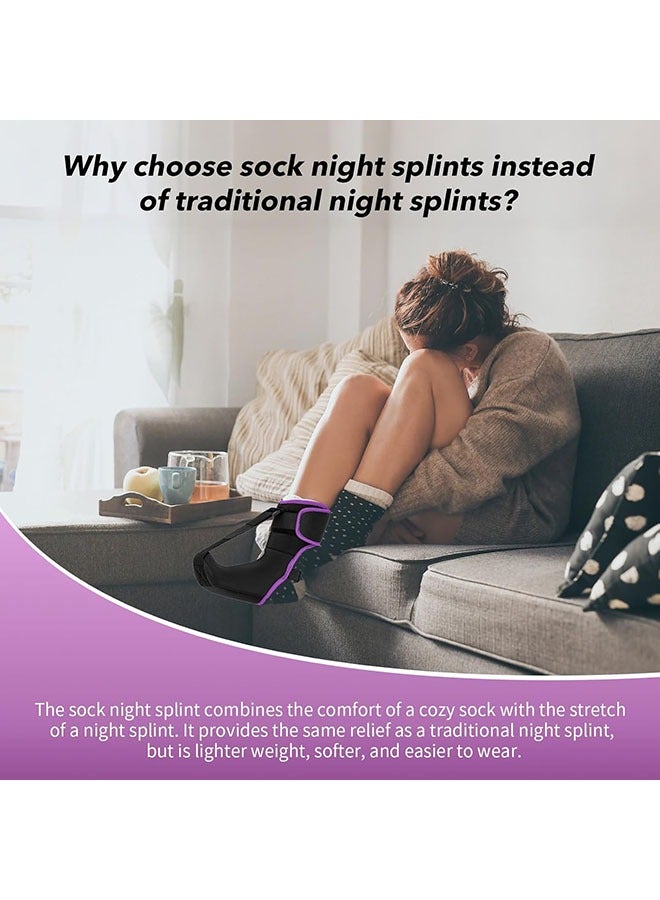 إسكدنيا الجوارب الليلي مع كرة التدليك للتخفيف من التوتر ، تخفيف الألم من التهاب الفاسيف ، ألم القوس ، كعب التأثير ، سقوط القدم وتهاب أوتار أكيلس ، قوس القدم الناعم والمريح للرجال والنساء ، متوسط الأرجواني - Image 4