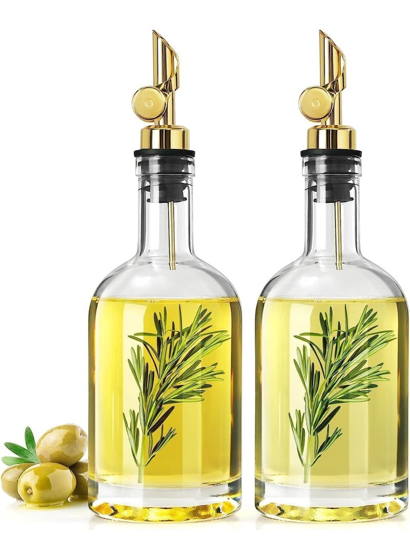 2 Pcs Oil and Vinegar Dispenser Set, Olive Oil Dispenser Bottle for Kitchen, Glass Cooking Oil Container Cruet with Leak Proof Spout, for Cooking - Image 1