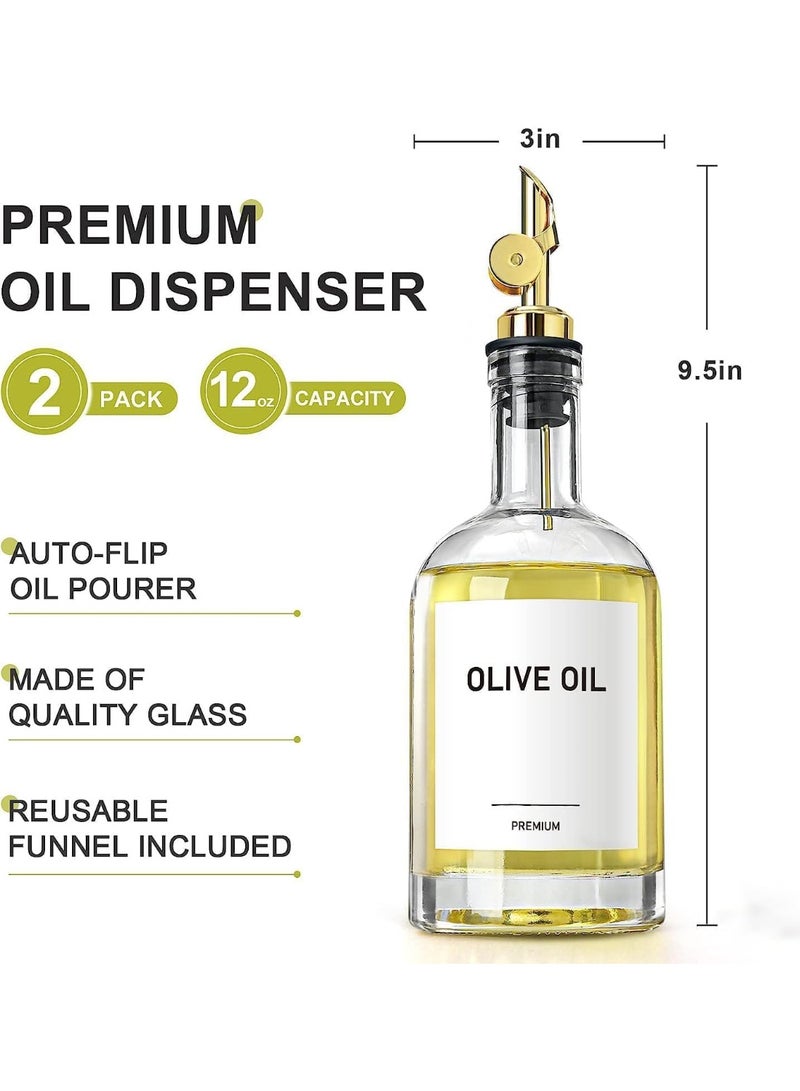 2 Pcs Oil and Vinegar Dispenser Set, Olive Oil Dispenser Bottle for Kitchen, Glass Cooking Oil Container Cruet with Leak Proof Spout, for Cooking - Image 2