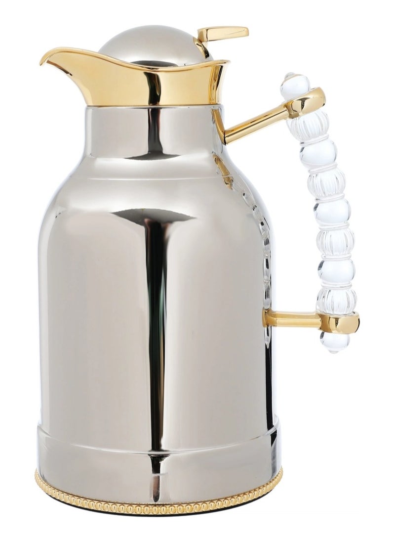 Alsaif Gallery Fariha Silver With Gold And Transparent Handle Set Of 2 Thermoses  - Image 2