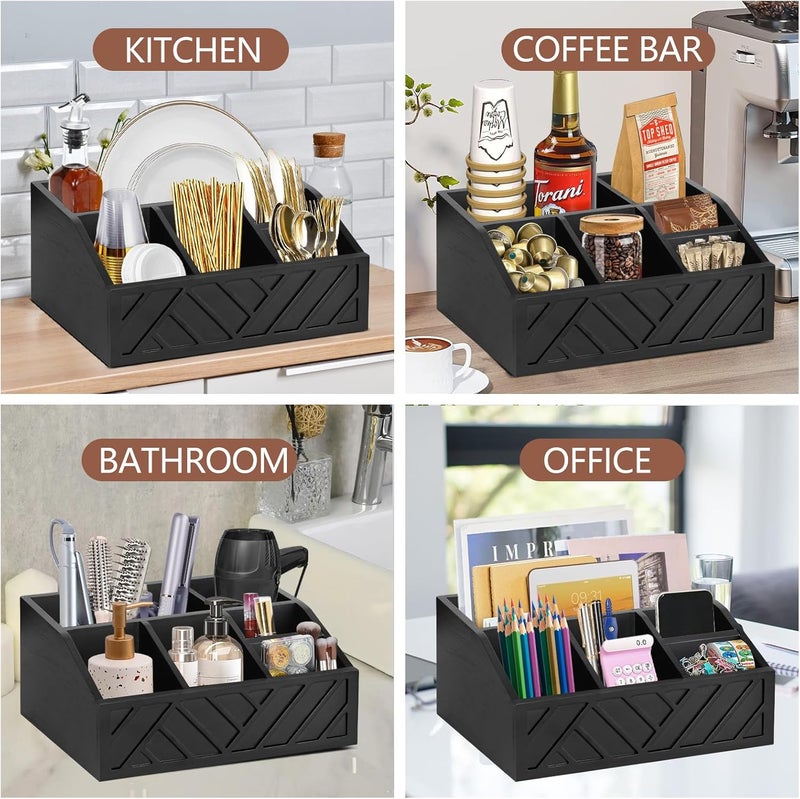 Ukonvi Coffee Pod Holder and Bar Accessories, Wood Station Organizer for Decor, Syrup and Condiment Organizer, Black - Image 5
