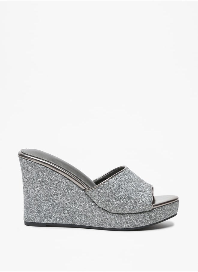 Flora Bella - Women's Textured Slip-On Sandals with Wedge Heels - Image 1