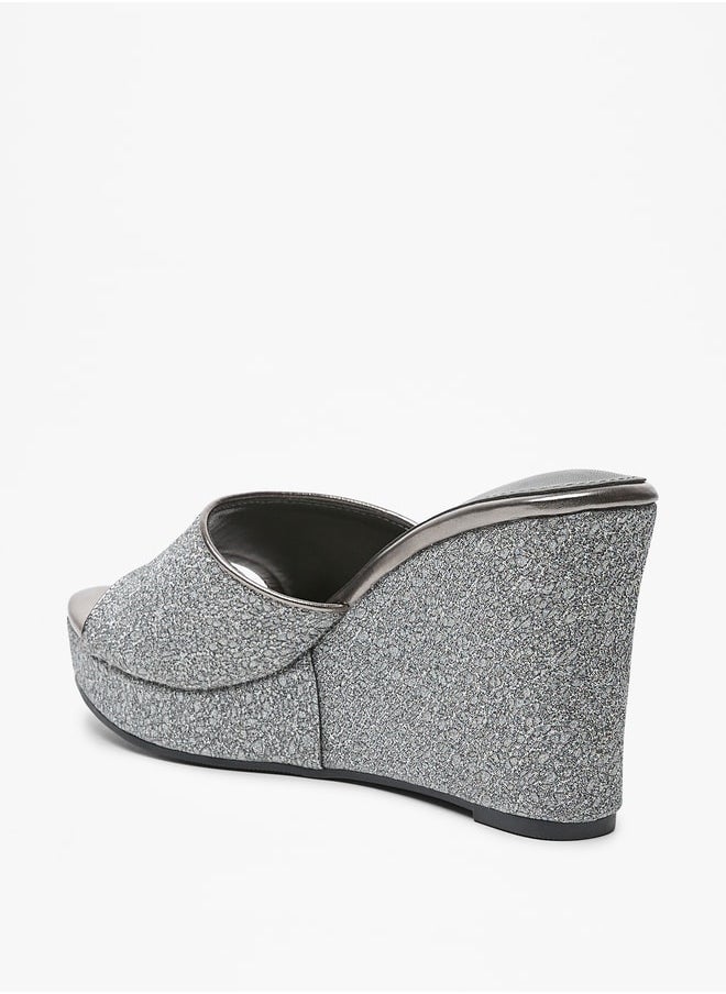 Flora Bella - Women's Textured Slip-On Sandals with Wedge Heels - Image 1