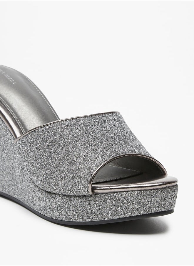 Flora Bella - Women's Textured Slip-On Sandals with Wedge Heels - Image 1