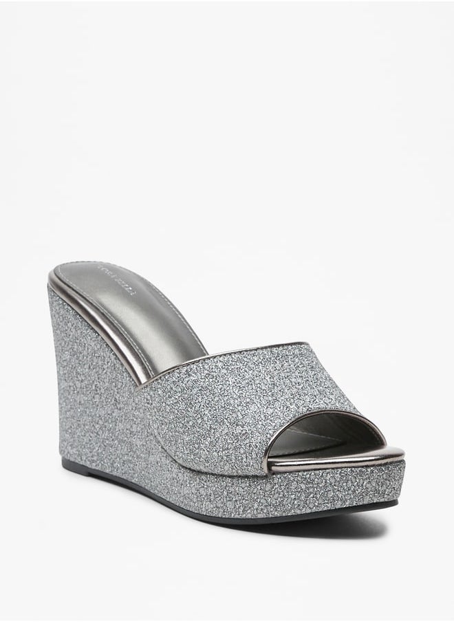 Flora Bella - Women's Textured Slip-On Sandals with Wedge Heels - Image 1