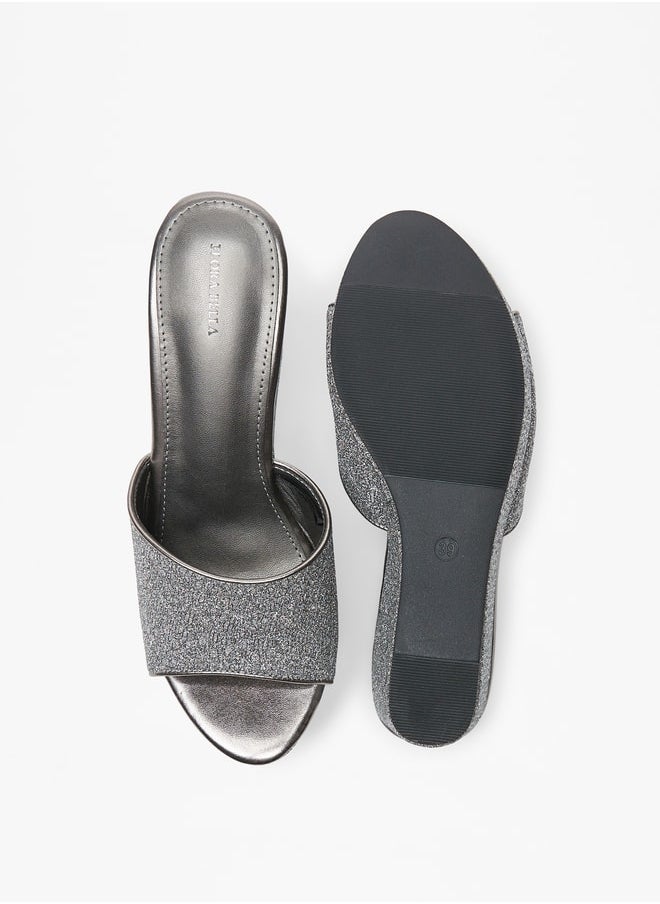 Flora Bella - Women's Textured Slip-On Sandals with Wedge Heels - Image 1