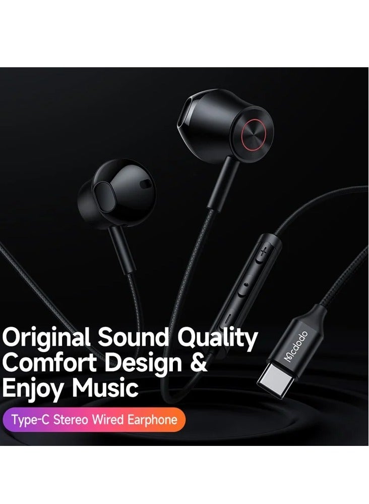 MCDODO Type-C Stereo Sound Wired Earphone HD Call Microphone Headphone HP-4070 - Image 3
