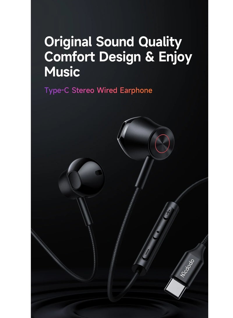 MCDODO Type-C Stereo Sound Wired Earphone HD Call Microphone Headphone HP-4070 - Image 4