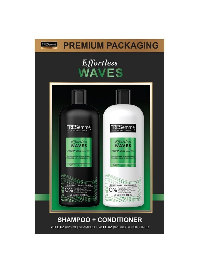 TRESemmé TRESemmé Shampoo and Conditioner, Effortless Waves - Wavy Hair Products for Frizz Control, Shiny Hair, and Wave Definition, 28 Oz Ea  - Image 1
