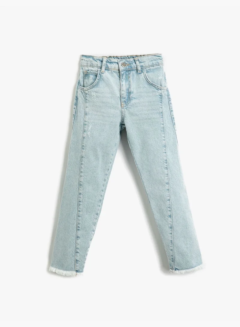كوتون Straight Jean - Stitch Detail Pockets Cotton