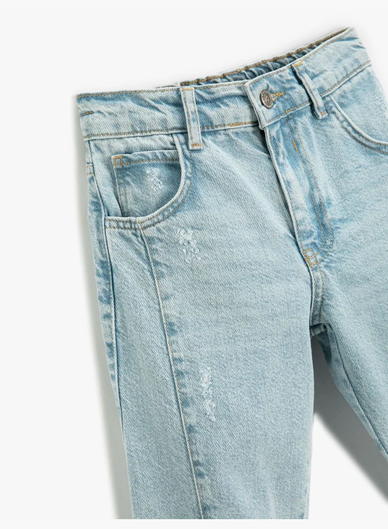 كوتون Straight Jean - Stitch Detail Pockets Cotton