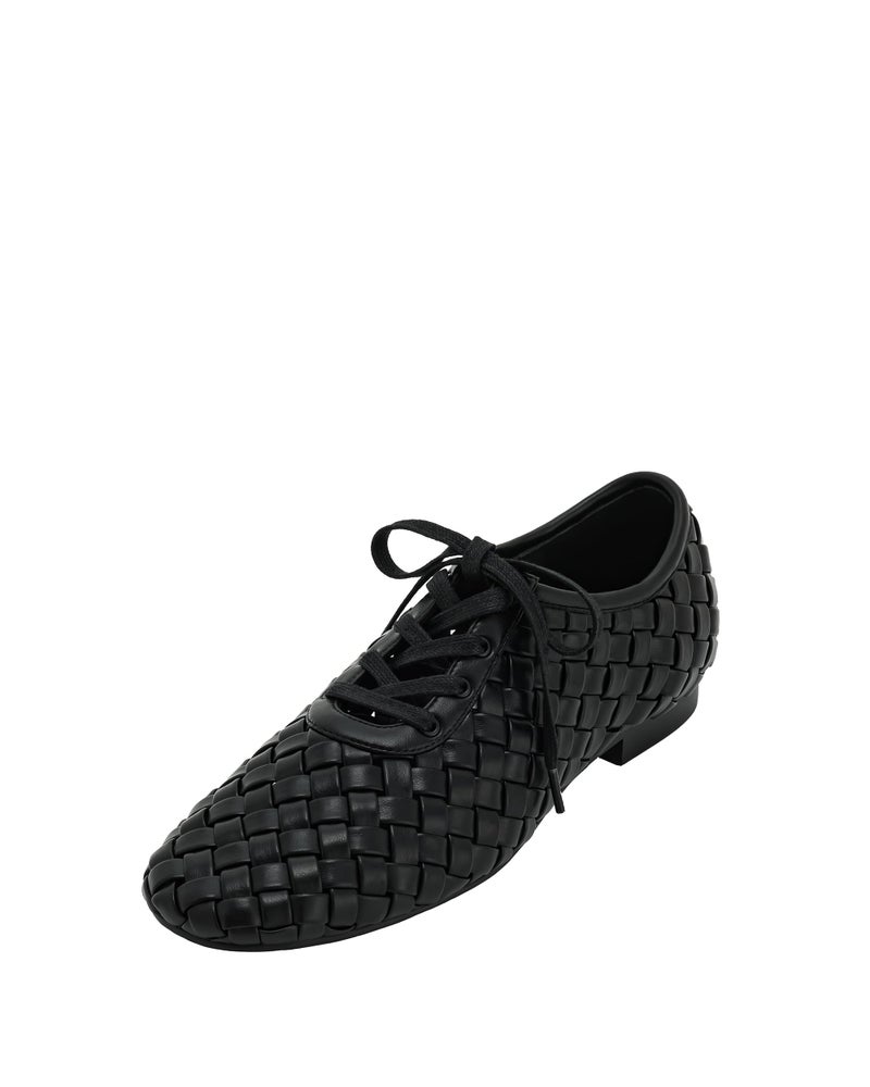 JW PEI Womens Kayla Weave Strap Flat Shoes Black