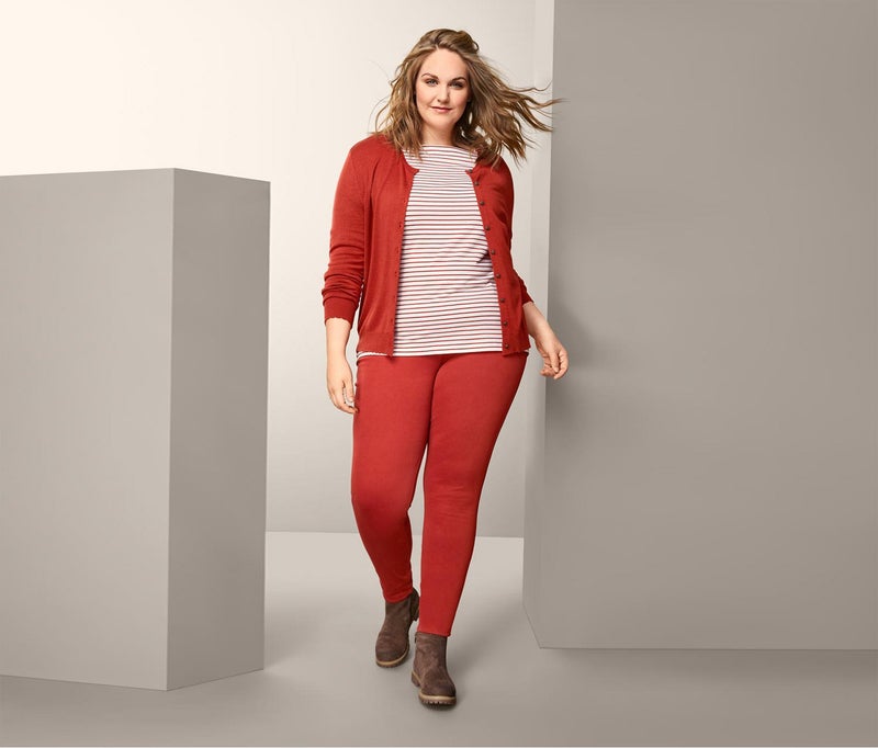 Tchibo Women Slim Fit Plain Skinny Pants, Rust  - Image 3