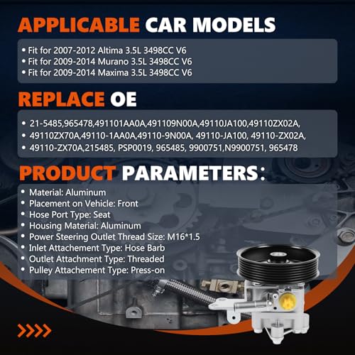 Daysyore 215485 Power Steering Pump Fits for Altima 20082012 V6 35L - Image 4