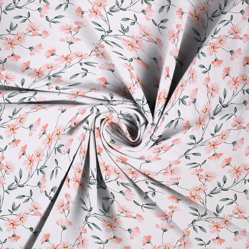 TARAIN COLLECTION Cotton Elastic Fitted Bedsheets with 2 King Size Pillow Covers | Double Bed with All Around Elastic 180 TC Supersoft | Size - 78" x 72" inches | Floral Light Green Pink - Image 5