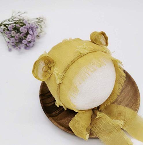 Vedory Fashion Cute Baby Photography Props Wrap Hat with Blanket Photo Shoot Outfits Newborn Luxurious Wrap Swaddle for Boys Girls Monthly Photography Shoot (Yellow) - Image 5