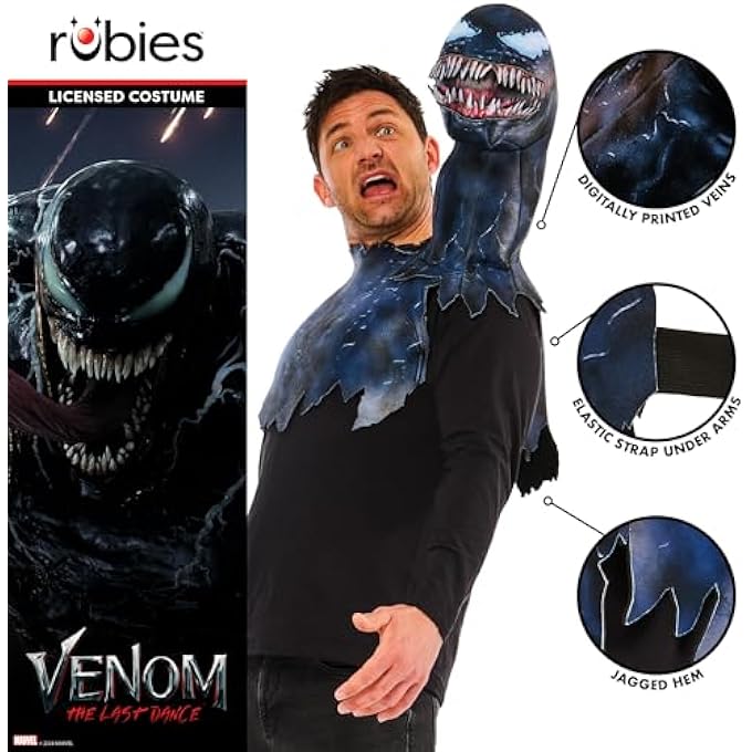 2000774OS000 VENOM SYMBIOTE ADULT COSTUME, BLACK, ONE SIZE - Image 3