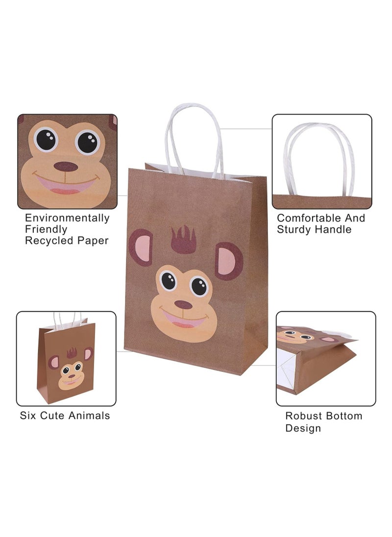 HM2A Gift Bags, Small Paper Bags 18-piece Set: 15x21x8 cm, bags for kids birthday party, giveaway bags with Animal Pattern  - Image 5