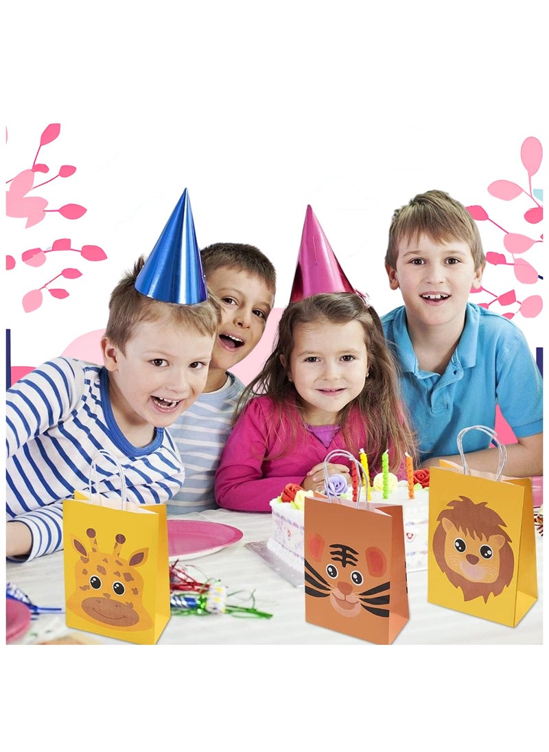 HM2A Gift Bags, Small Paper Bags 18-piece Set: 15x21x8 cm, bags for kids birthday party, giveaway bags with Animal Pattern  - Image 2