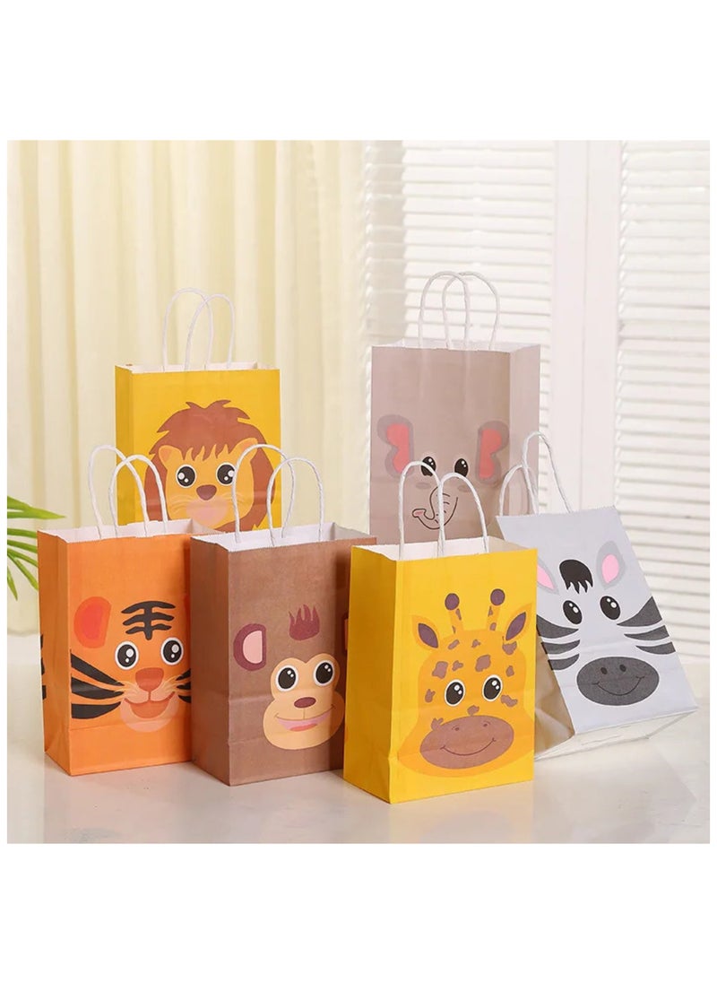 HM2A Gift Bags, Small Paper Bags 18-piece Set: 15x21x8 cm, bags for kids birthday party, giveaway bags with Animal Pattern  - Image 3