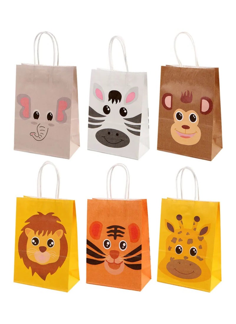 HM2A Gift Bags, Small Paper Bags 18-piece Set: 15x21x8 cm, bags for kids birthday party, giveaway bags with Animal Pattern  - Image 1